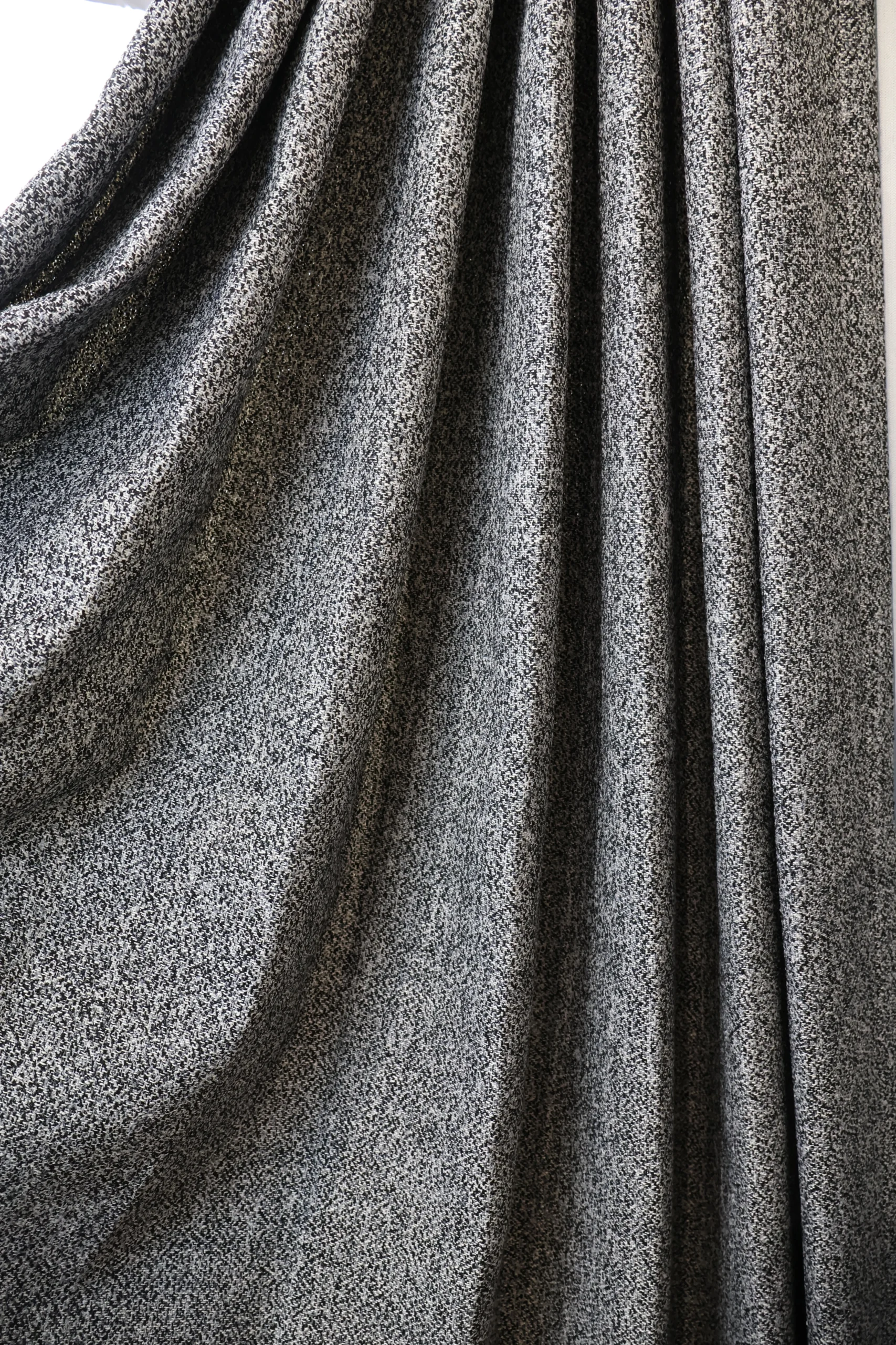 Charcoal textured curtain fabric detail