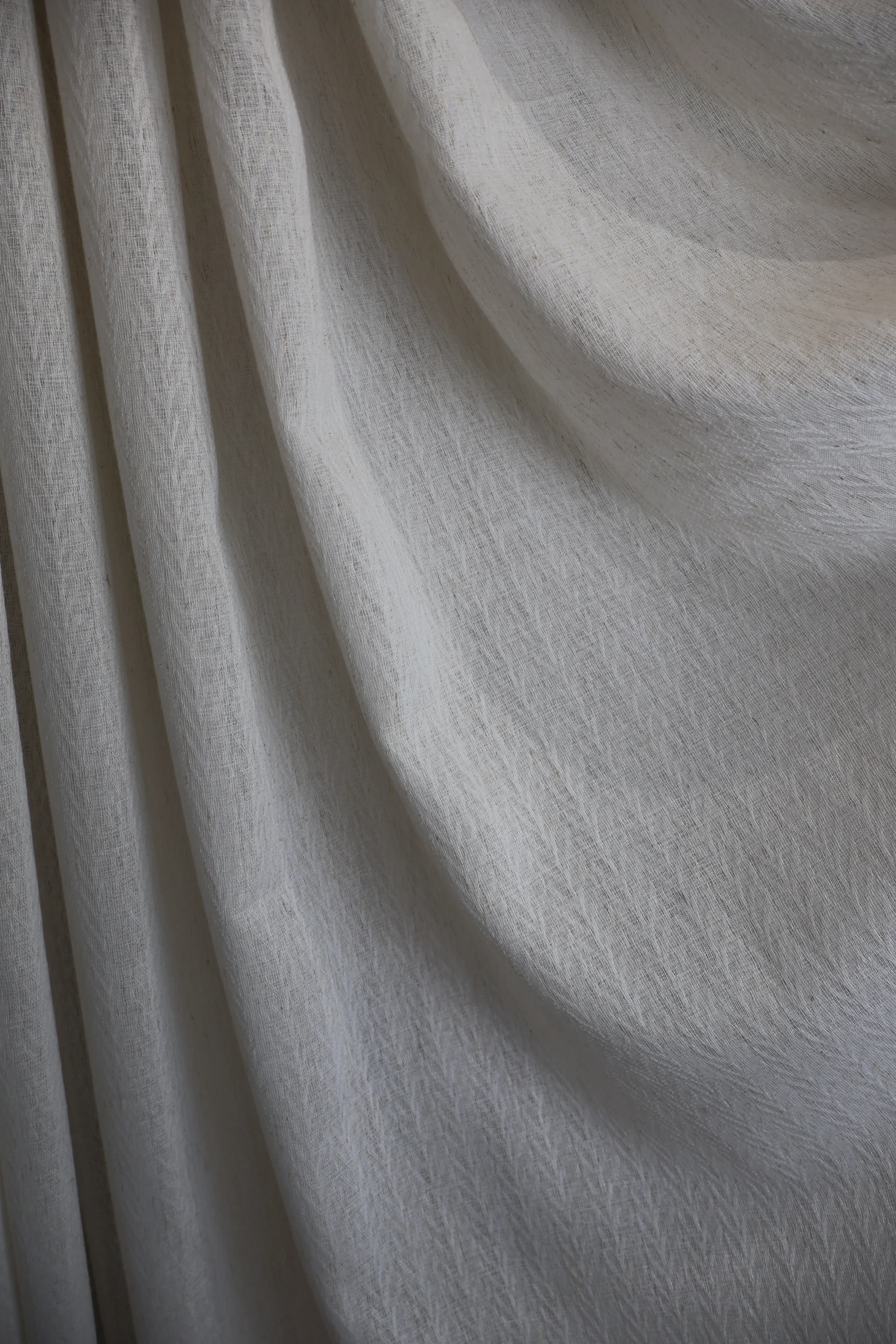 Light grey woven curtain fabric drape